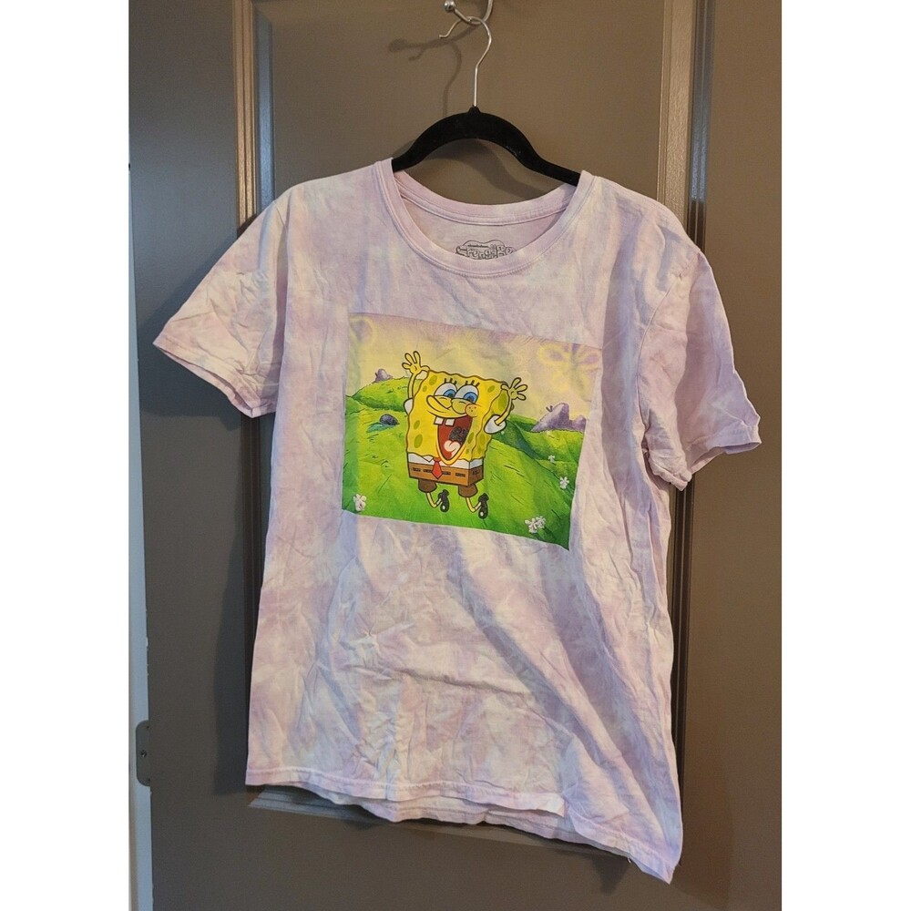 Nickelodeon SpongeBob Shirt Men Medium Tie Dye Crew Neck Cotton Purple